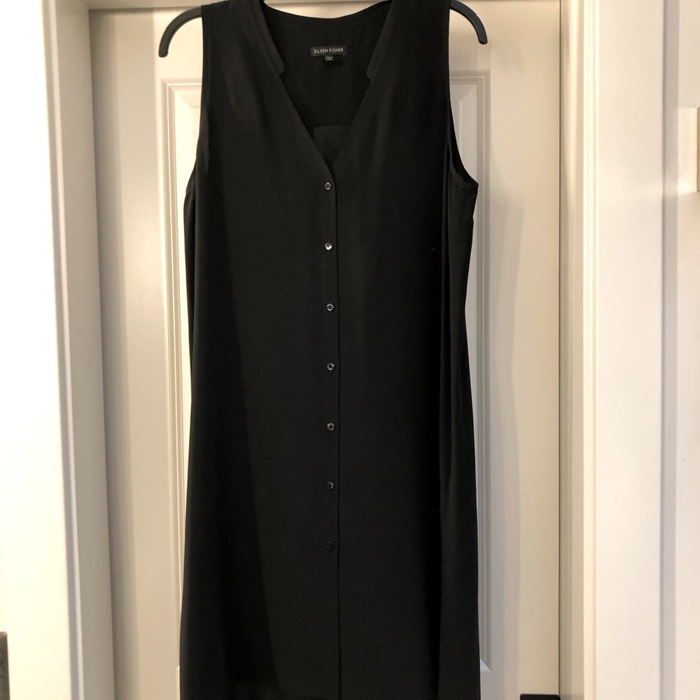 Beautiful Black Silk Eileen Fisher Dress Size M